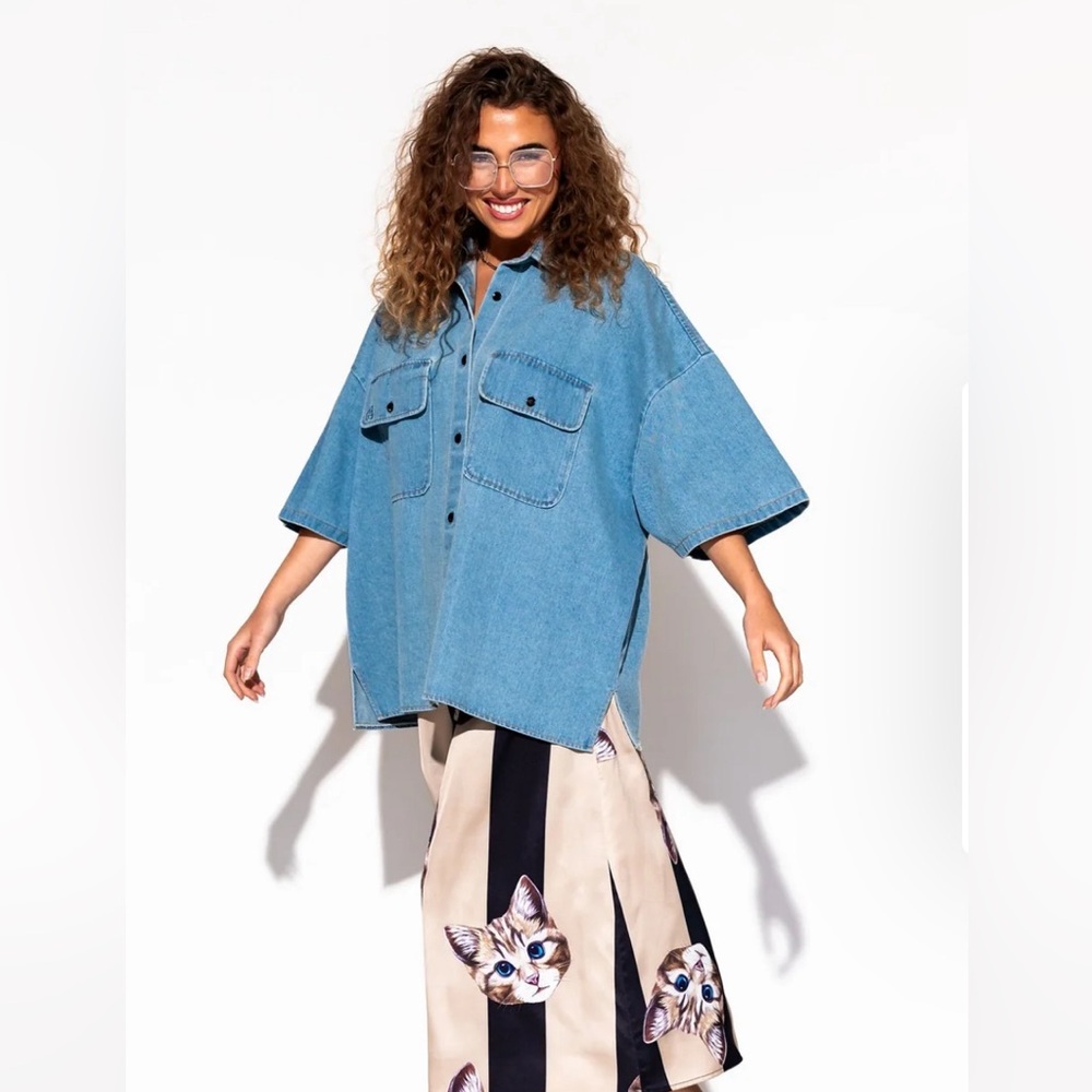 Dressed in LALA Oversized Denim Button Up L/XL